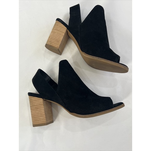Cole Haan Callista Open Toe Sling Black Suede Bootie Size 10B Sz 10 Peep Toe - Picture 2 of 14